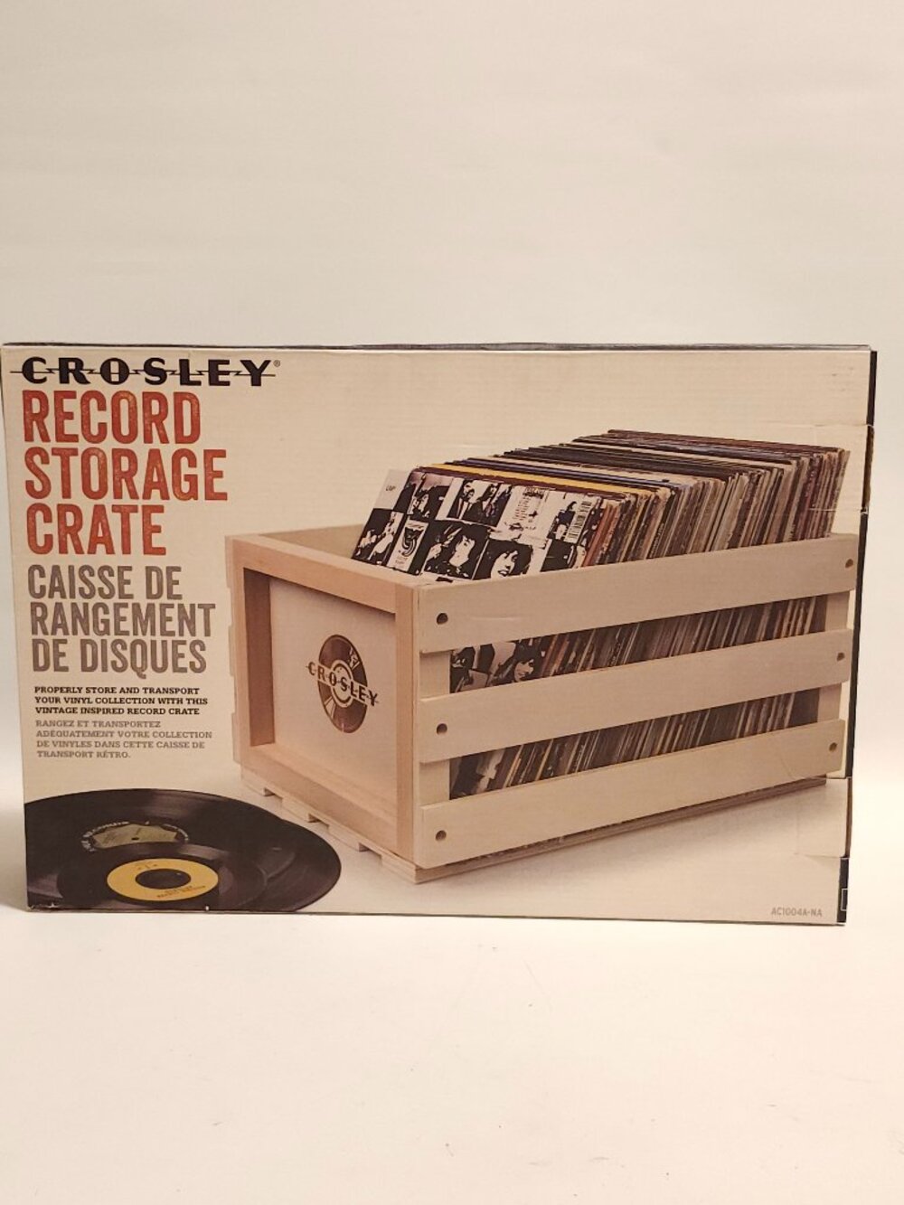 Crosley Rustic Vintage Wooden Vinyl Record Collection Portable Storage Crate Bin